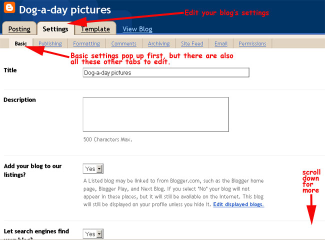 edit settings